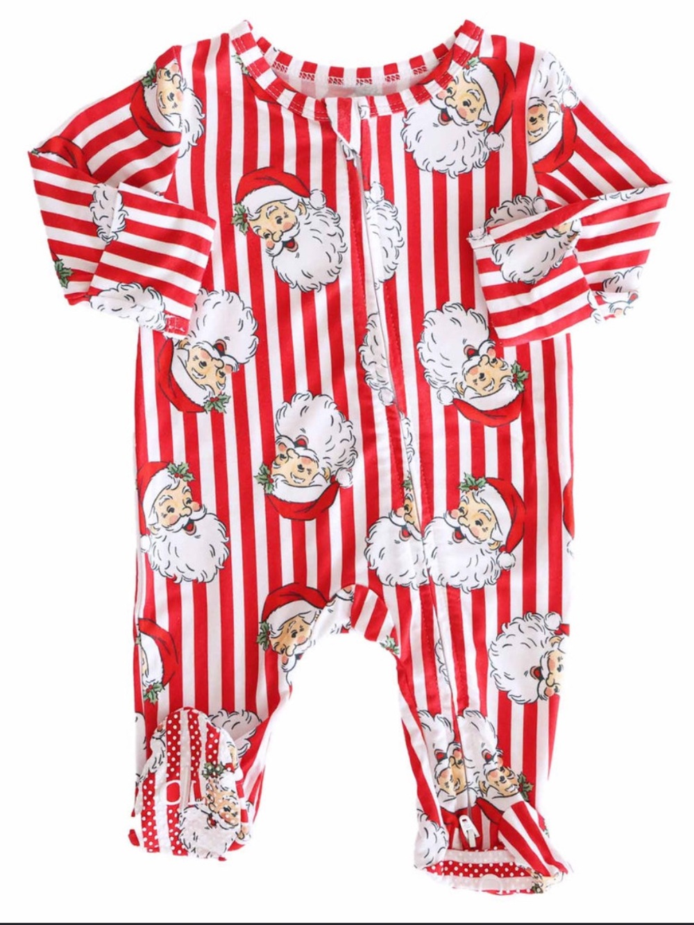 Caden Lane Santa Claus Red & White Santa Stripe One-Piece Footed Pajama 6-12M